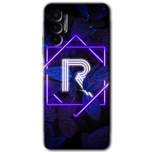 Tecno Pova 3 Kılıf HD Desen Baskılı Arka Kapak - Dark Neon Yaprak R Harfi