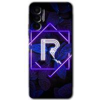 Tecno Pova 3 Kılıf HD Desen Baskılı Arka Kapak - Dark Neon Yaprak R Harfi