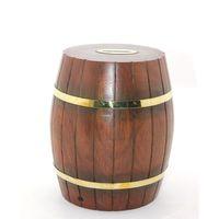 Pirinç Ahşap Fıçı Kumbara 18 Cm