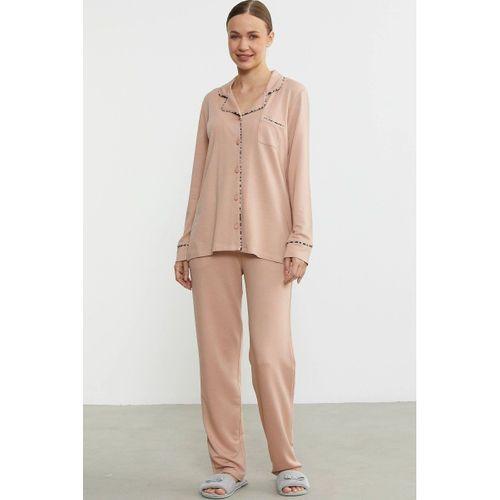 Sementa 76444 Düz Renk Gömlek Model Pijama Takım