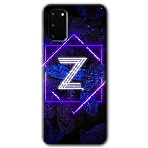 Samsung Galaxy S20 Kılıf HD Desen Baskılı Arka Kapak + Temperli Cam - Dark Neon Yaprak Z Harfi