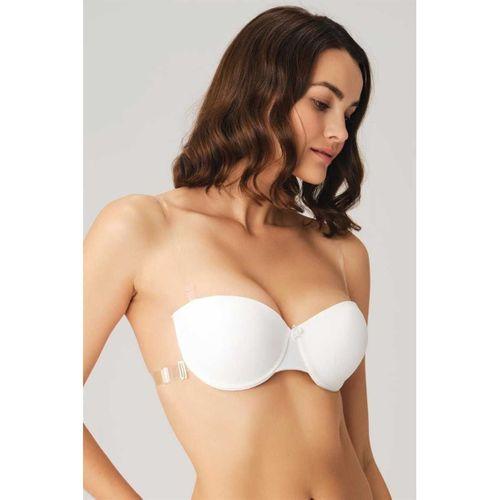 Kadın Balenli Destekli Dolgulu Askısız Straplez Sırtı Şeffaf Sırt Dekoltesi Sütyeni