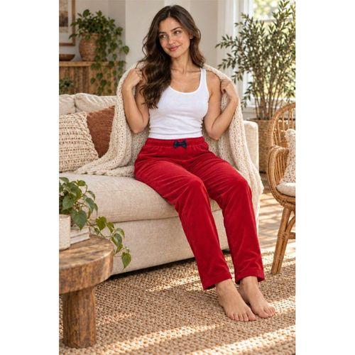 Kadın Tek Alt Pijama Pantolonu - Düz Renk, Kırmızı