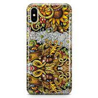 Apple iPhone X Kılıf Palamut Doodle Arka Kapak Koruma Desenli Full Koruyucu