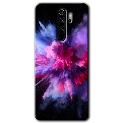 BeRa Aksesuar Xiaomi Redmi Note 8 Pro Kılıf Baskılı Kapak - Color Splash Purple +Tam Kaplayan Mat Seramik