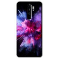 BeRa Aksesuar Xiaomi Redmi Note 8 Pro Kılıf Baskılı Kapak - Color Splash Purple +Tam Kaplayan Mat Seramik