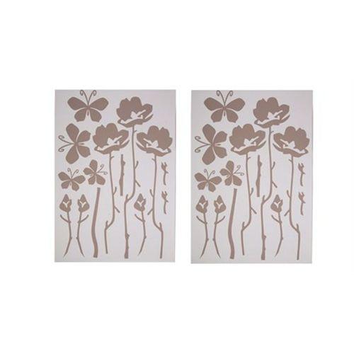 2 Adet Defter Sticker,Laptop Sticker Gri Çiçekli  Pvc 48X33X0,5Cm