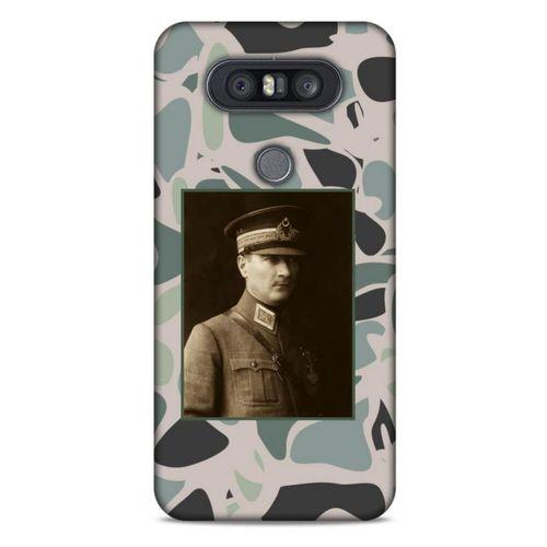 LG K41S - K51S Kılıf Atatürk (16) Kalın Kılıf Kamuflaj Açık Yeşil