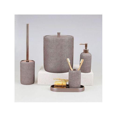 By Selim Natural Taupe 5 Parça Polyester Banyo Seti