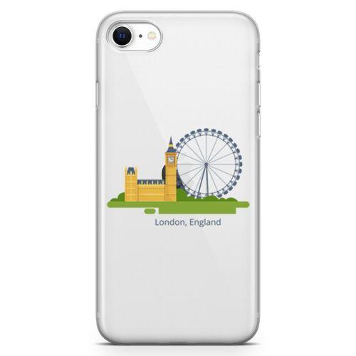 Apple iPhone SE 2020 Kılıf Londra İngiltere Arka Kapak Koruma Desenli Full Koruyucu