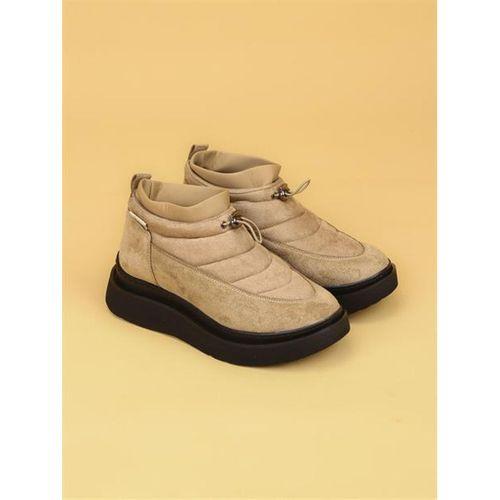 LUXOR Kadın Dolgulu Kışlık Bej Sneaker Bot