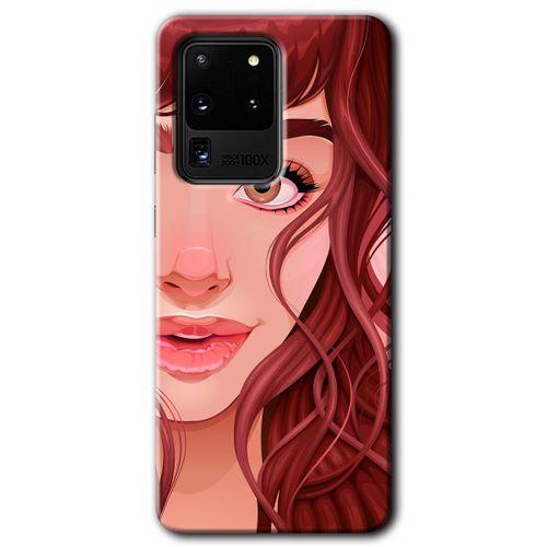 Galaxy S20 Ultra Kılıf HD Desen Baskılı Arka Kapak - Kızıl Kız