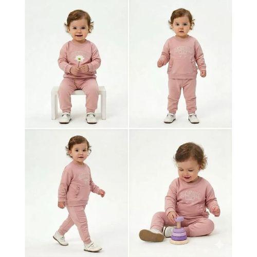 6/24 Ay Fırfır Detaylı Penye Bebek Takımı