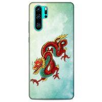 Huawei P30 Pro Kılıf Dragons (25) Antişok Kapak Tatoo Sarı Kırmızı Ejderha