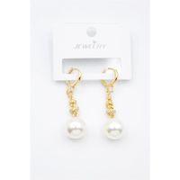 Taşlı İnci Küpe - Altın