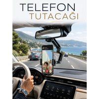 Araç İçi Dikiz Aynası Telefon Tutucu 360° Döner Ayarlanabilir Katlanabilir