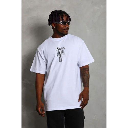 Erkek Baskılı T-Shirt Kısa Kol Bisiklet Yaka Regular Fit Rahat Kalıp Günlük Tişört - Beyaz