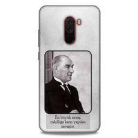 Xiaomi Pocophone F1 Kılıf Atatürk (1) Kılıfı Açık Gri