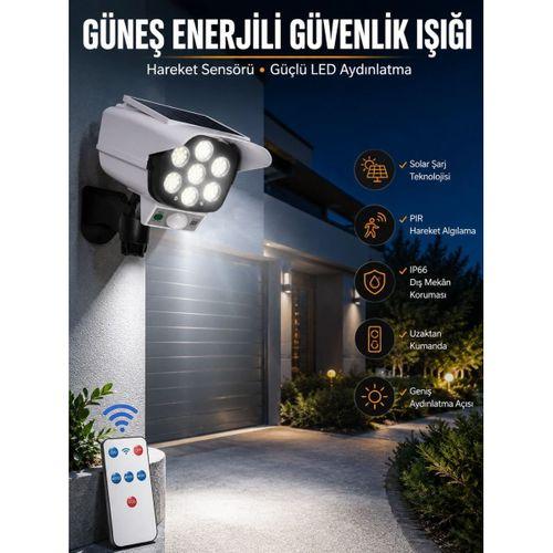 Solar Lamba Kamera Görünümlü Duvar Lambası Dönebilen Bahçe Aydınlatması