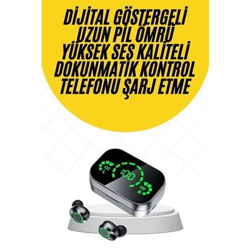 Kablosuz Bluetooth Kulaklık Çift Telefon Destekli Powerbankli Dijital Göstergeli