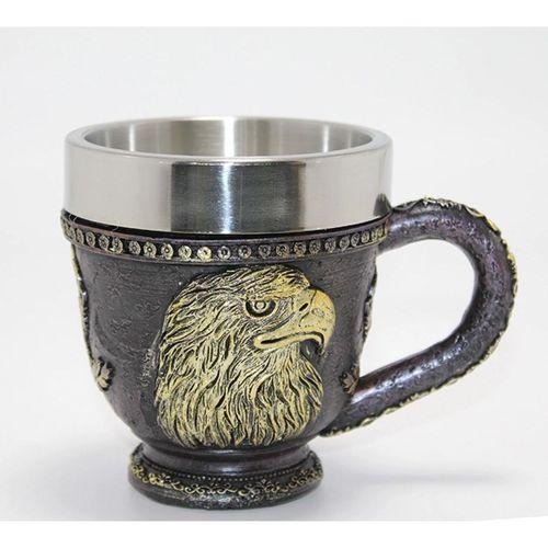 3d Kabartmalı Kartal Büstü Paslanmaz Çelik Kupa Bardak