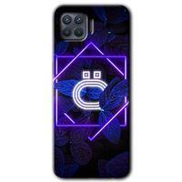 Oppo Reno 4 Lite Kılıf Baskılı Kapak - Dark Neon Yaprak Ö Harfi + 5D Tam Kaplayan Cam