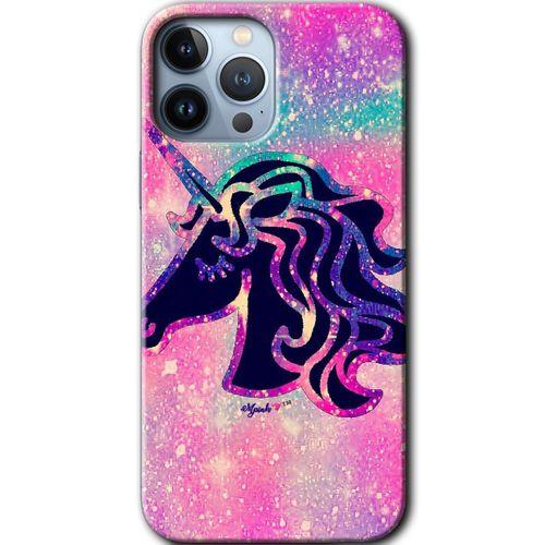 MRCİLETİSİM iPhone 13 Pro Kılıf Baskılı Kapak - Unicorn Kristal + 5D Tam Kaplayan Cam