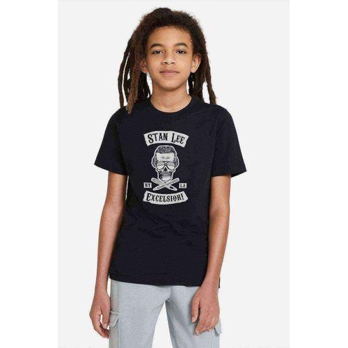 Marvel Stan Lee Excelsion Rock Metal Baskılı Unisex Çocuk Siyah T-shirt