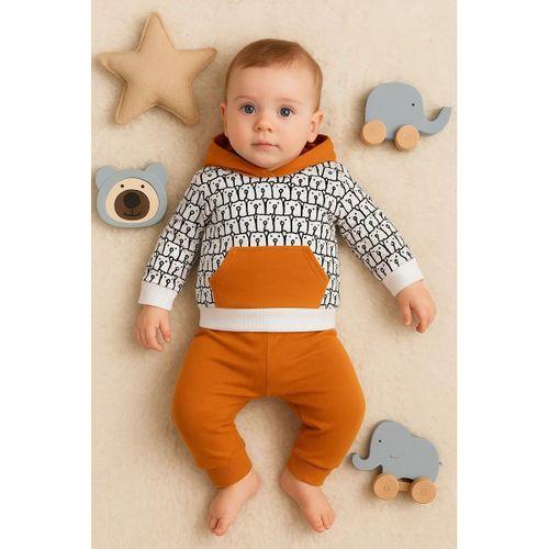 Minik Ayıcıklar Desenli 2'li % 100 Pamuk Erkek Bebek Takımı