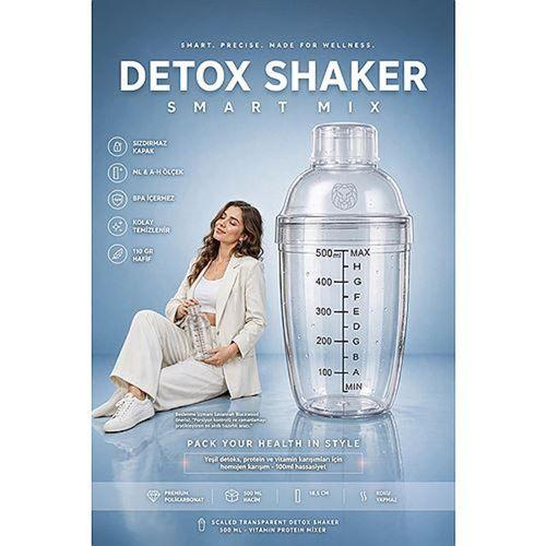 Ölçekli Şeffaf Detoks Shaker 500 ml Vitamin Protein Tozu Çalkalayıcı Karıştırıcı Akıllı Sporcu Kokteyl Su Matarası 723485