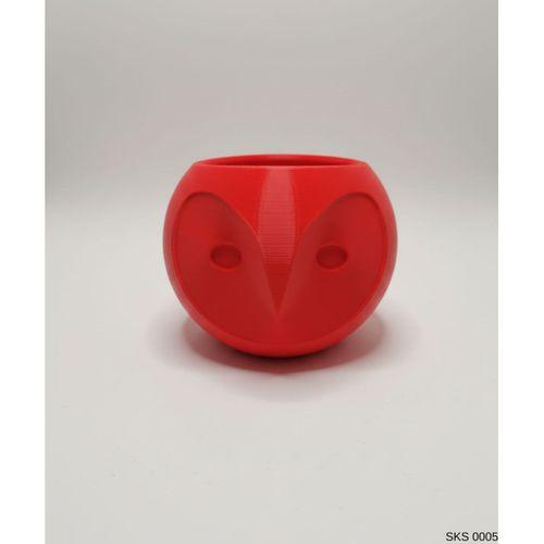 Kırmızı Baykuş Figürlü Mini Dekoratif Saksı 6 Cm Masaüstü Ofis Dekoru