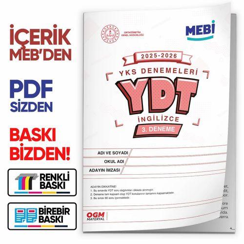 2026 ÖSYM YKS-YDT MEBİ OGM  Türkiye Geneli 3  Deneme  Büyük Boy Renkli BASKI ÜCRETİ