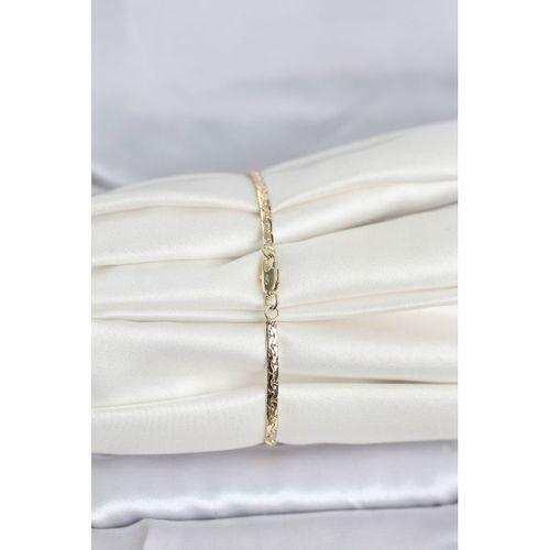 CM 14K Gold Renk Yassı Ezme Zincir Model Kadın Bileklik