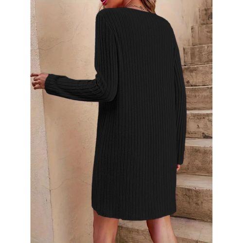 Kadın Uzun Kollu V Yakalı Kısa şardonlu Kaşkorse Elbise