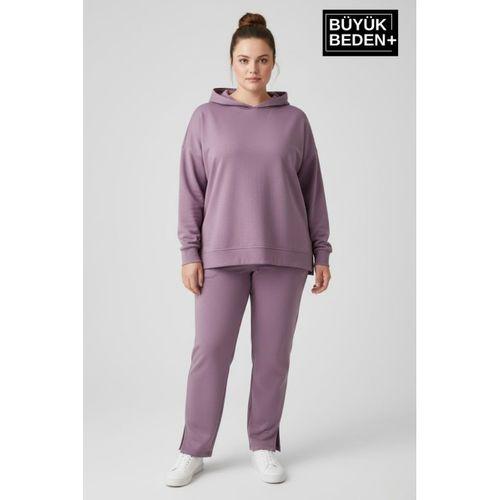 Büyük Beden Kapşonlu Tunik Sweatshırt SPR26BTK991