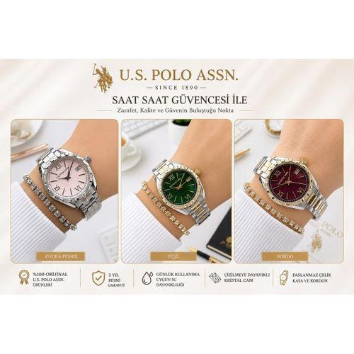 U.S.Polo Assn. Çelik Kordon Ve Kasa Kararma Renk Atma Yapmaz 2 Yıl Garantili Kadın Kol Saati USP.03