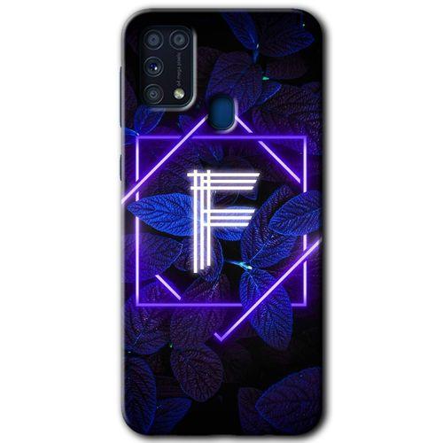 MRCİLETİSİM Samsung Galaxy M31 Kılıf Baskılı Kapak - Dark Neon Yaprak F Harfi + 5D Tam Kaplayan Cam