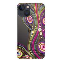 iPhone 13 Uyumlu Kılıf Renkli Çizgi Baskılı Esnek TPU Silikon