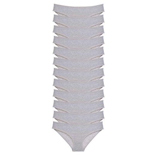 12 adet Süper Eko Set Likralı Kadın Slip Külot Gri