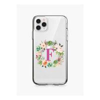 Mor Çiçekli F Harfli Şeffaf iPhone 11 Pro Telefon Kılıfı