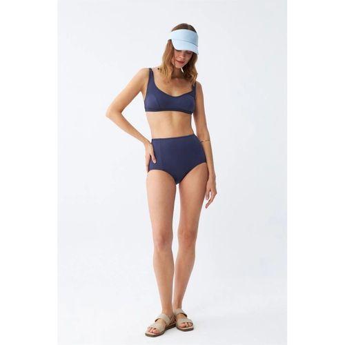 Kadın Basic Lacivert Pedli Yüksek Bel Bikini Takımı