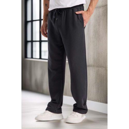 Mendes Baggy Kalıp Diagonal 3 İplik Kumaş Erkek Eşofman Altı Pantolon - Füme