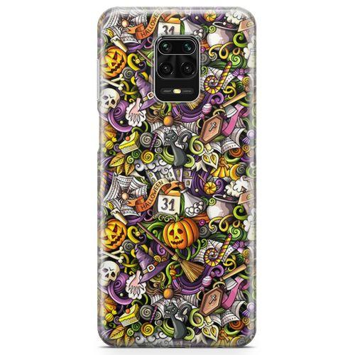 Xiaomi Redmi Note 9 Pro Kılıf Halloween Doodle Arka Kapak Koruma Desenli Full Koruyucu