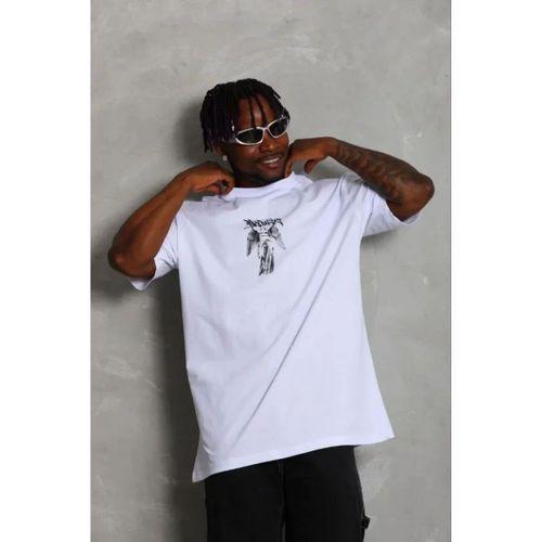 Erkek Baskılı T-Shirt Kısa Kol Bisiklet Yaka Regular Fit Rahat Kalıp Günlük Tişört - Beyaz