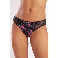 Golshan Gardenia Mini Slip, Kadın Dantelli Çiçek Baskılı Siyah Normal Bel Külot