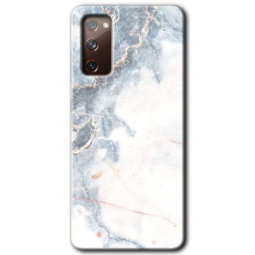 MRCİLETİSİM MRCİLETİSİM Samsung Galaxy S20 FE Kılıf HD Desen Baskılı Arka Kapak + Temperli Cam - White Marble