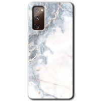 MRCİLETİSİM MRCİLETİSİM Samsung Galaxy S20 FE Kılıf HD Desen Baskılı Arka Kapak + Temperli Cam - White Marble