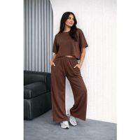Osy Modal Yumuşak Dokulu Şalaş Oversize İkili Takım Bol Paça Pantolonlu Rahat Günlük Takım - Kahverengi