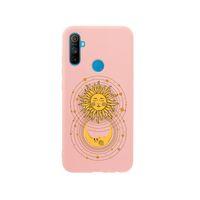 Oppo Realme C3 Moon and Sun Premium Silikonlu Pembe Telefon Kılıfı