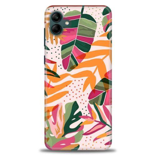 Samsung Galaxy A04 Kılıf HD Baskılı Kılıf - Turuncu Pembe + Tam Ekran Koruyucu